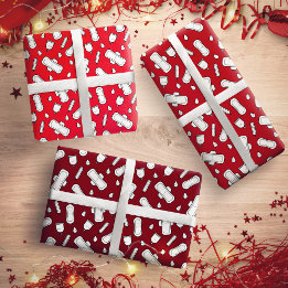 First Period Party Red White Tampon Pad Pattern Wrapping Paper Sheet