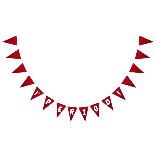 First Period Red White Cute Bubble Text Bunting (All)