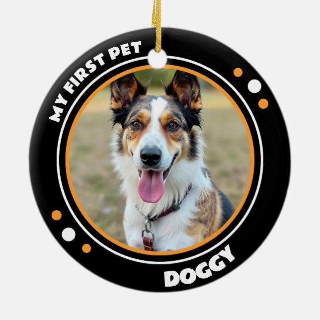 first pet keepsake photo ceramic tree decoration (Back)