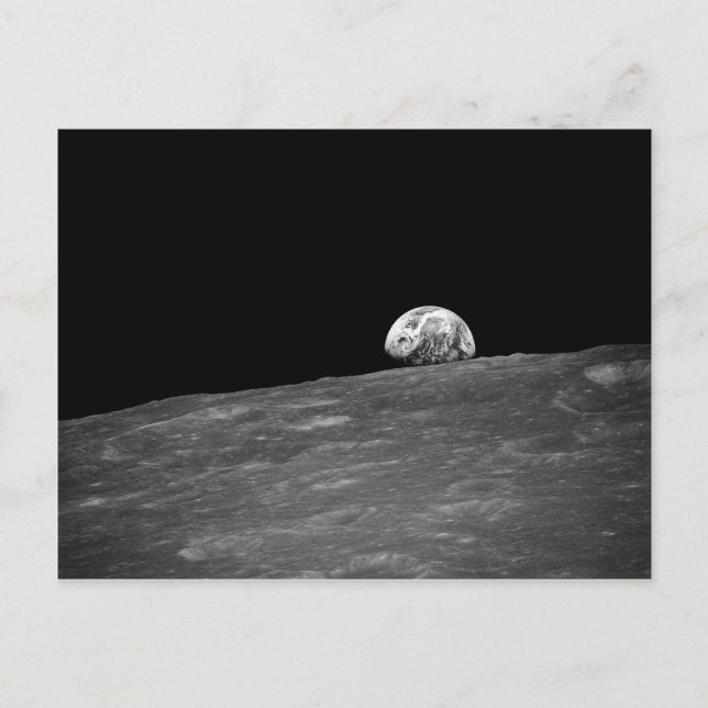 First Photograph of a Earthrise taken by Apollo 8 Postcard (Front)