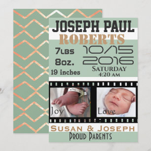 First Photos Film Strip Personalised Baby  Thank You Card