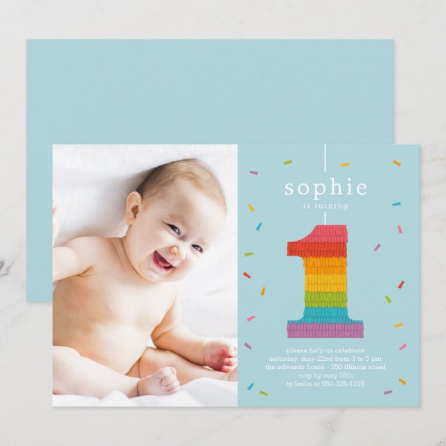 First Piñata Baby First Birthday Party Invitation (Front/Back)