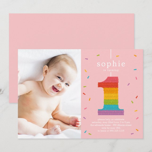 First Piñata Baby First Birthday Party Invitation (Front/Back)