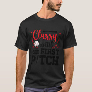 First Pitch Baseball Pitcher Mum Of A Baseball Pit T-Shirt