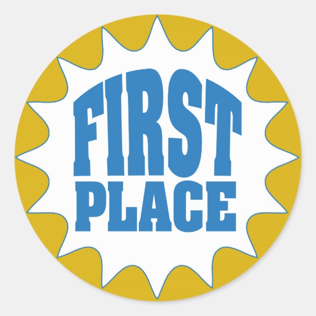 First Place Award Classic Round Sticker (Front)