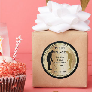 First Place Gold Golf or Save the Date Golf Event Classic Round Sticker