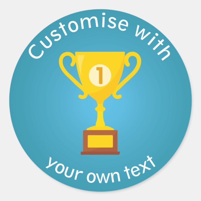 First Place Trophy Custom Text Classic Round Sticker (Front)