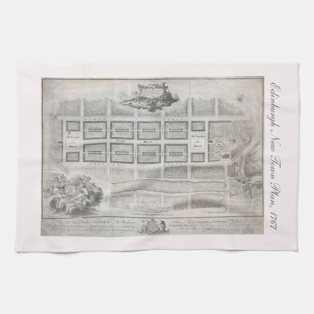 First plan of New Town, Edinburgh 1767 Tea Towel (Horizontal)