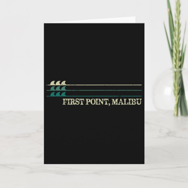 First Point Malibu Break Surfing Retro Wave  Card (Front)