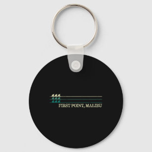 First Point Malibu Break Surfing Retro Wave  Key Ring