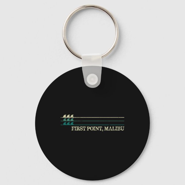 First Point Malibu Break Surfing Retro Wave  Key Ring (Front)