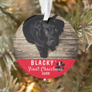 First Puppy Christmas Cute Red Pet Photo Ornament