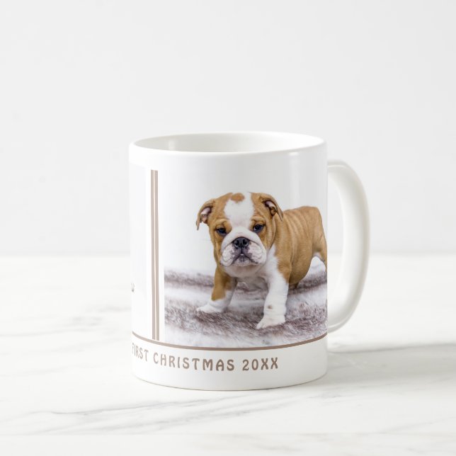 First Puppy Christmas Personalised Pet Photo Coffee Mug (Front Right)