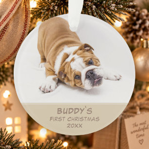 First Puppy Christmas Personalised Pet Photo Ornament