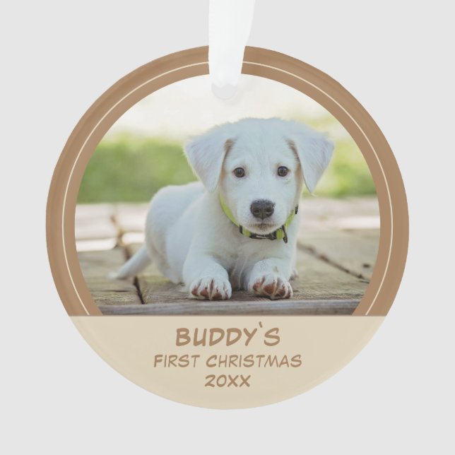 First Puppy Christmas Personalised Pet Photo Ornament (Front)