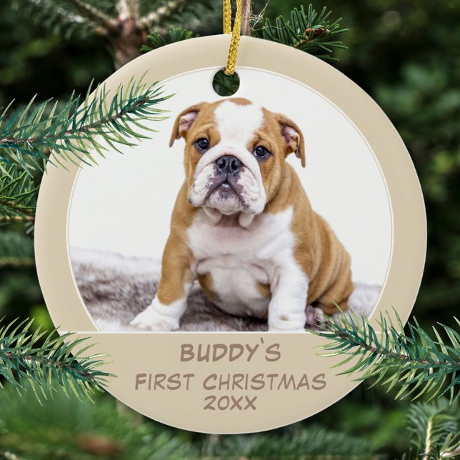First Puppy Christmas Personalized Pet Photo Ceramic Tree Decoration (Creator Uploaded)