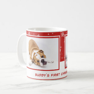 First Puppy Christmas Red Personalised Pet Photo Coffee Mug