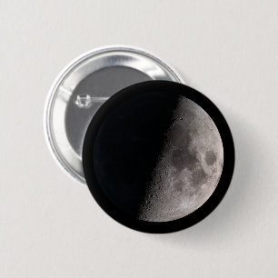 First quarter moon phase 6 cm round badge