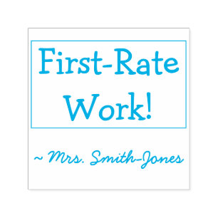 "First-Rate Work!" + Custom Educator Name Self-inking Stamp
