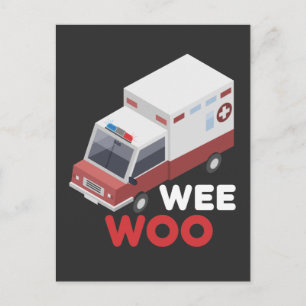 First Responder Ambulance Car Paramedic Aid Ems Postcard