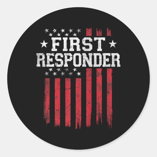 First Responder American Flag Usa Patriot Patrioti Classic Round Sticker (Front)