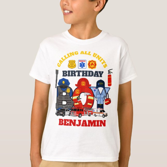 First Responder Birthday Boy | emergency  T-Shirt (Front)