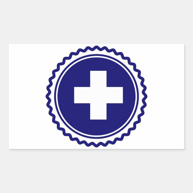 First Responder Blue Health Care Cross Rectangular Sticker (Front)
