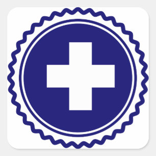 First Responder Blue Health Care Cross Square Sticker