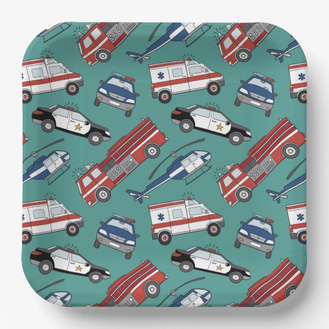 First Responder Medical Emergency Birthday Paper Plate (Front)