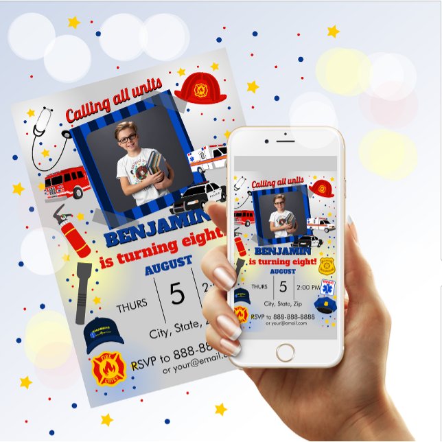 First Responder Photo Birthday Invitation (Creator Uploaded)