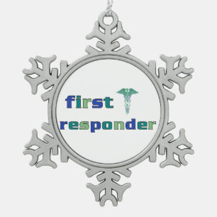 First Responder Snowflake Pewter Christmas Ornament