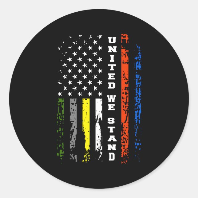 First Responder Thin Line Patriotic American Flag Classic Round Sticker (Front)