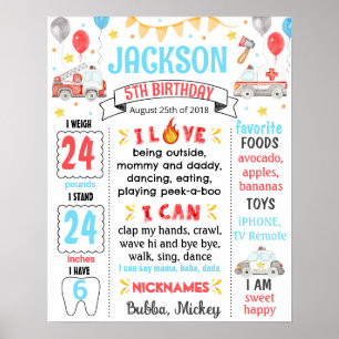 First Responders Birthday Party Milestone Poster