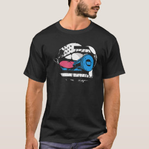 First Responders Biting Bullet Lips US Police Flag T-Shirt