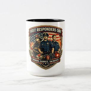 First Responders Day Honour Service Sacrifice Vint Two-Tone Coffee Mug