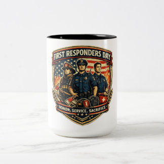 First Responders Day Honour Service Sacrifice Vint Two-Tone Coffee Mug
