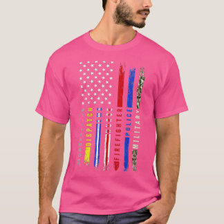 First Responders Hero Flag Nurse EMS Police Fire M T-Shirt