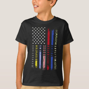 First Responders Hero Flag Nurse EMS Police Fire M T-Shirt