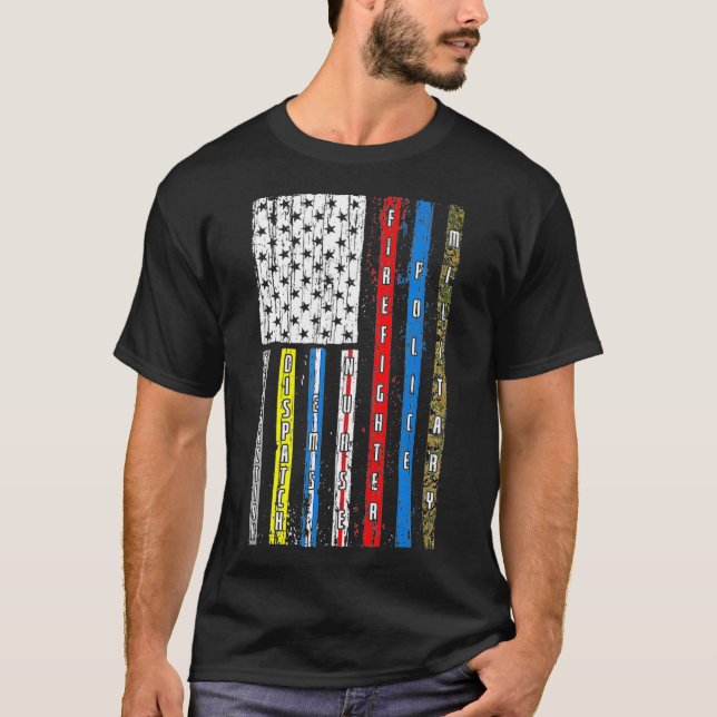 First responders Patriotic  military police T-Shirt (Front)
