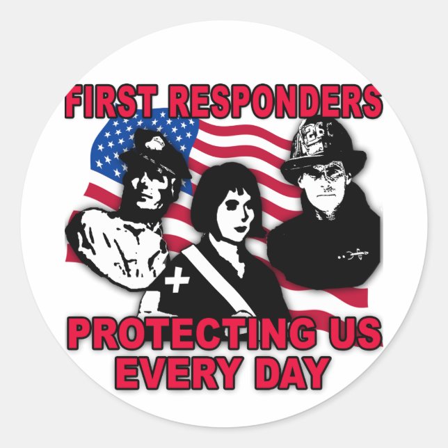 First Responders Tshirts, Bags, Travel Mugs Classic Round Sticker (Front)