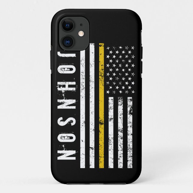 First Response Style American Gold Line Flag Case-Mate iPhone Case (Back)