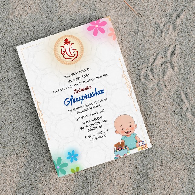 First Rice "Annaprashan" Indian Floral Invitation (Creator Uploaded)