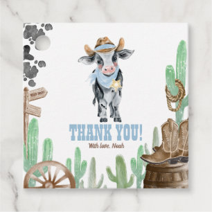 First Rodeo 1st Birthday Baby Cow Thank You Favour Tags