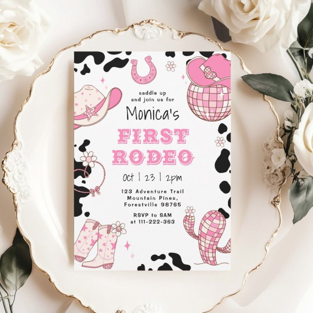 First rodeo 1st birthday pink girl birthday invitation (Creator Uploaded)