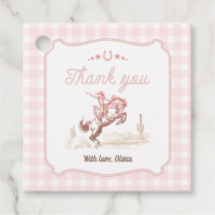 First Rodeo 1st Birthday Pink Western Favour Tags