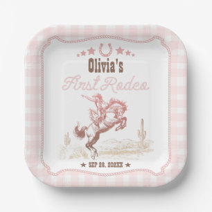 First Rodeo 1st Birthday Pink Western Paper Plate