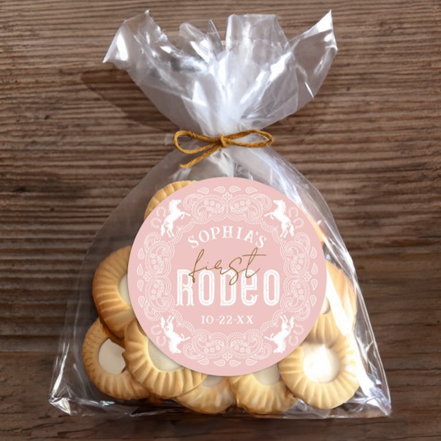 First Rodeo 1st Birthday Sticker – Pink Western Pa (Favor Sticker)