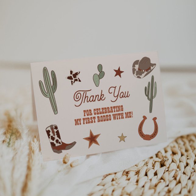 First Rodeo 1st Birthday Thank You Card Wild West  (Creator Uploaded)