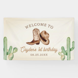 First Rodeo 1st Birthday Western Cowboy Banner