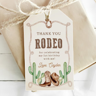 First Rodeo 1st Birthday Western Cowboy Gift Tags